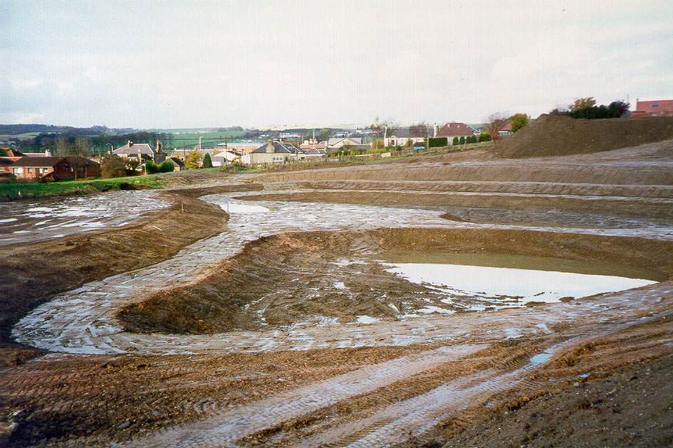 SuDS pond under construction
