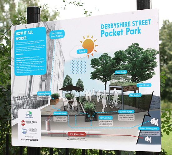 Figure 19: Signage at the pocket park to help explain the scheme
