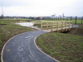 Figure 5 SuDS Detention basin with pedestrian bridge