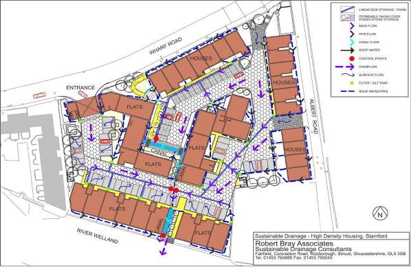 Figure 1 Plan of Stanford SuDS scheme