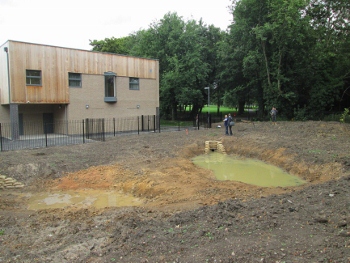 The infiltration basin during construction