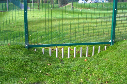 Stainless steel pins provide security at the site’s secure boundary.