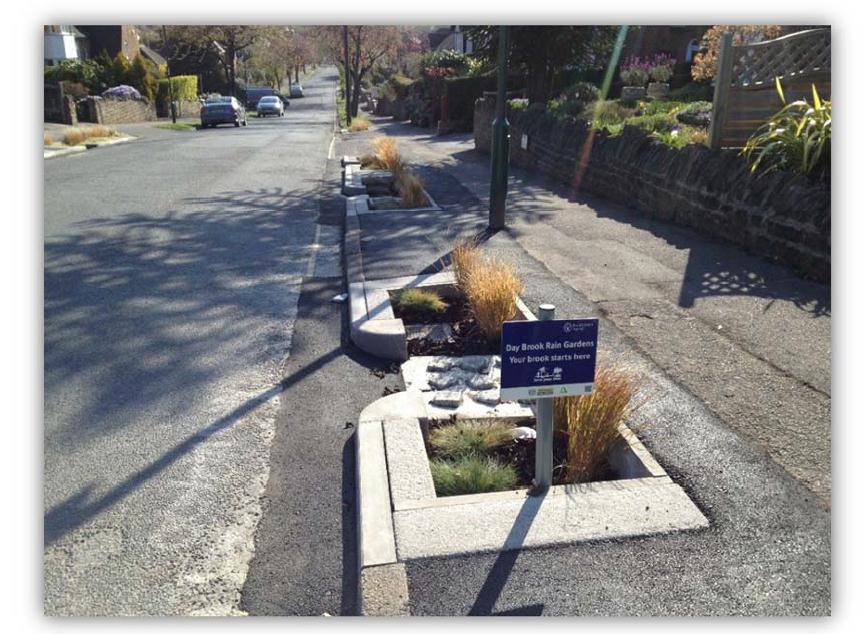 Completed rain gardens